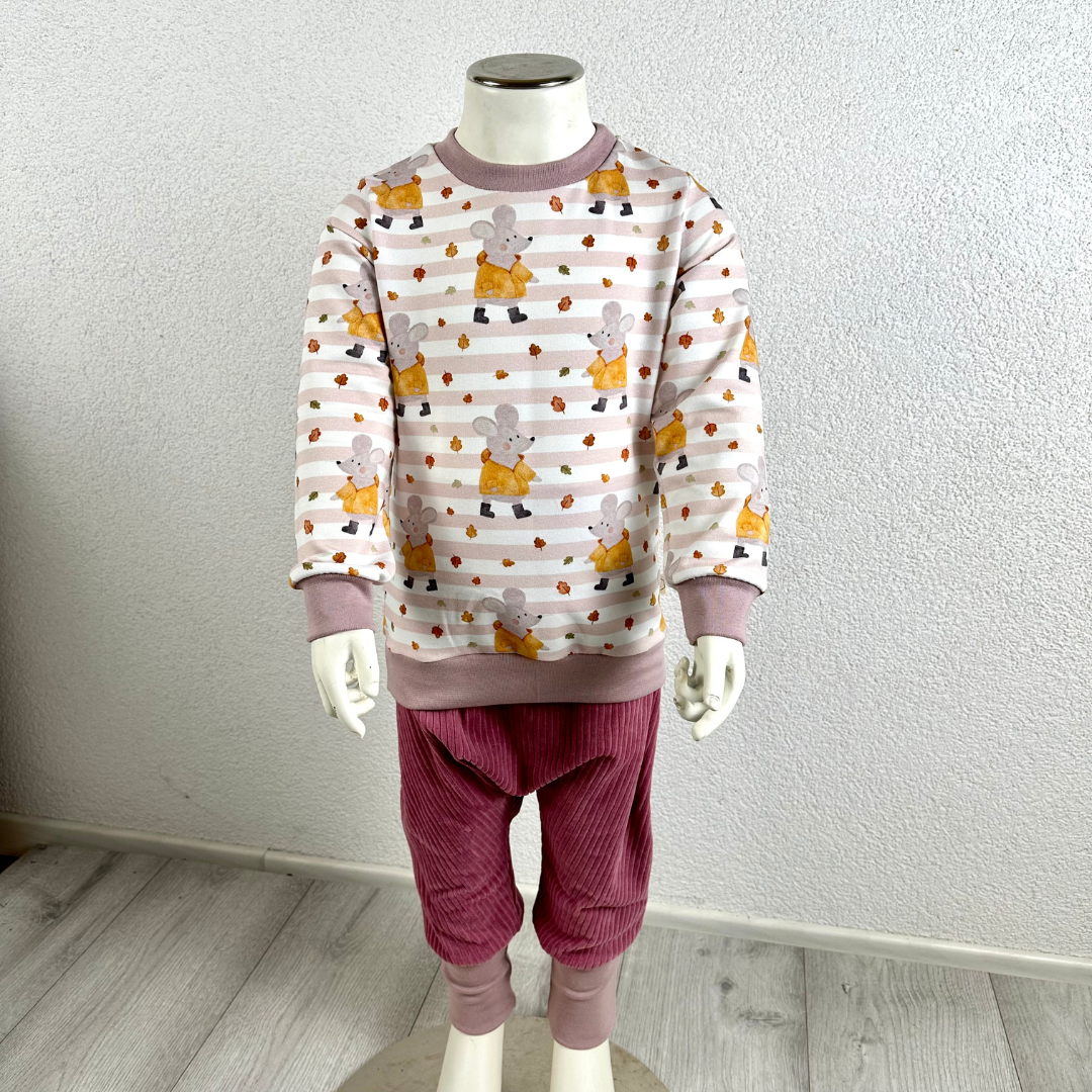 Pullover mit rosa Cord Pumphose Gr. 92/98 Herbstmaus