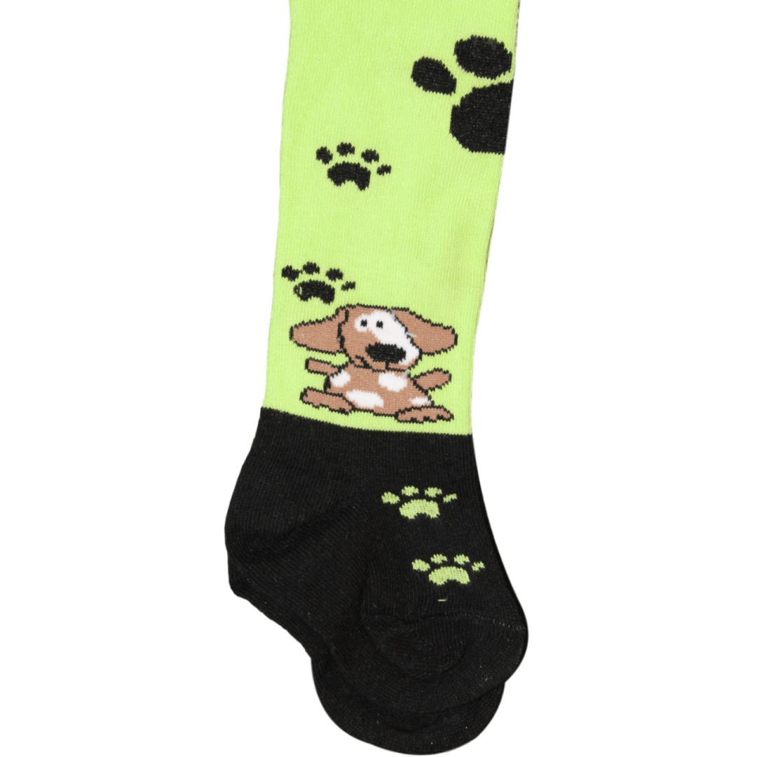 grün schwarze Strumpfhose mit süssem Hund