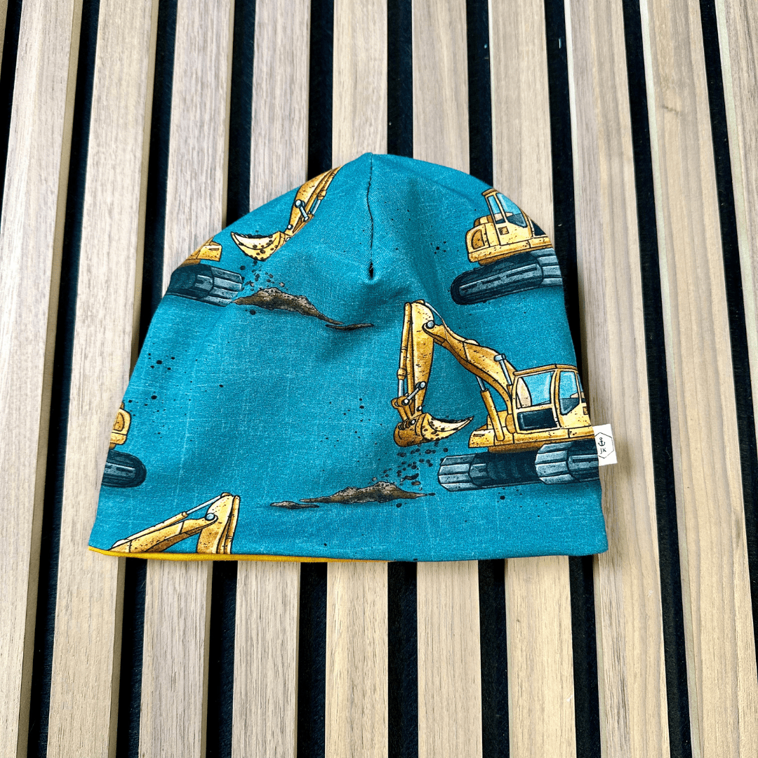 grün blau mit gelben Bagger