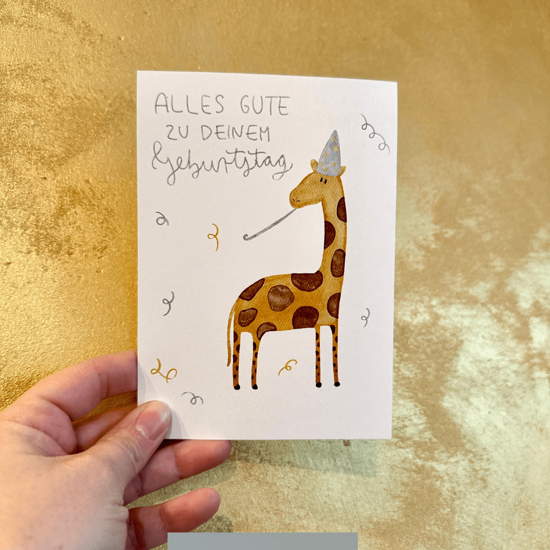 Postkarte Geburtstag Giraffe