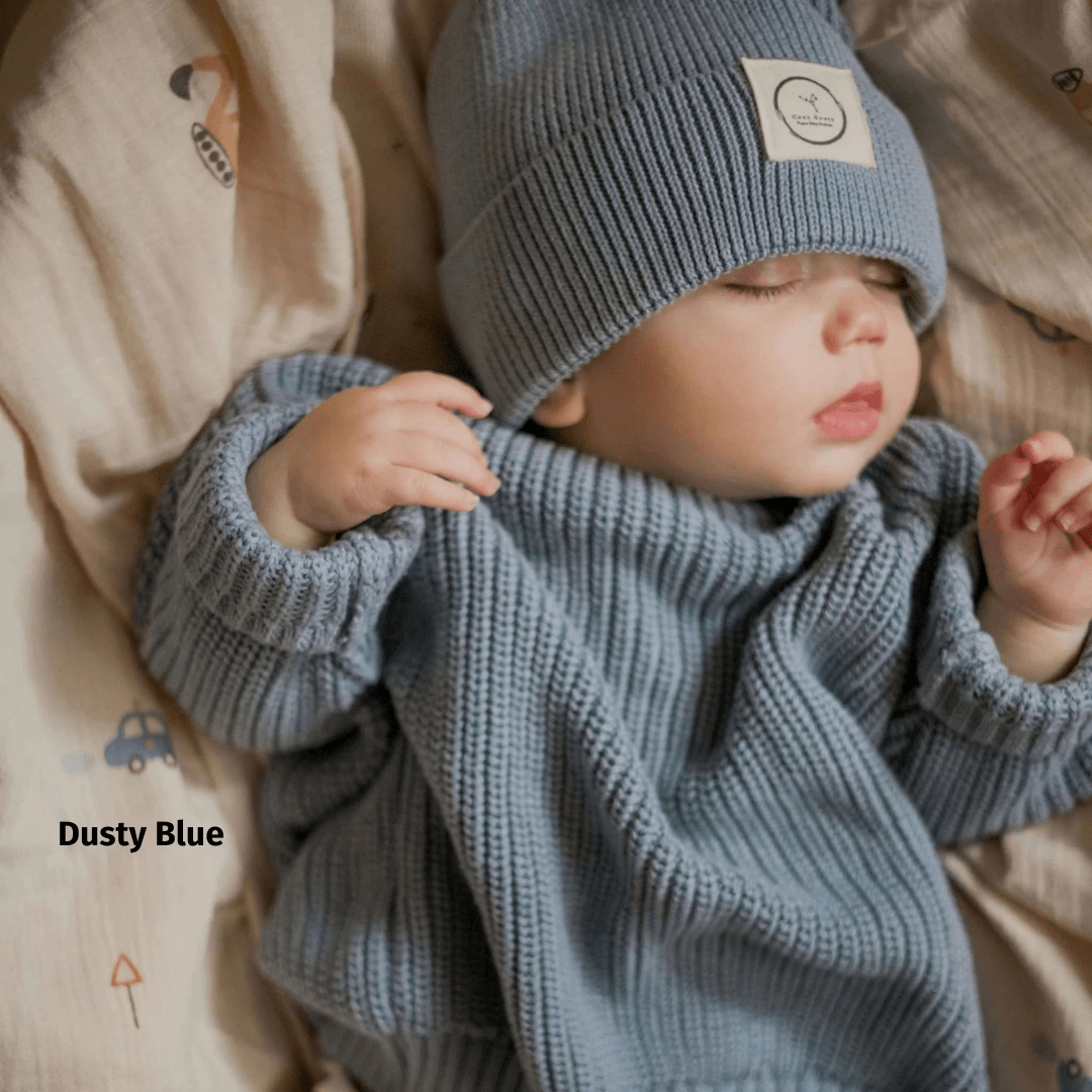 Strickbeanie dusty blue