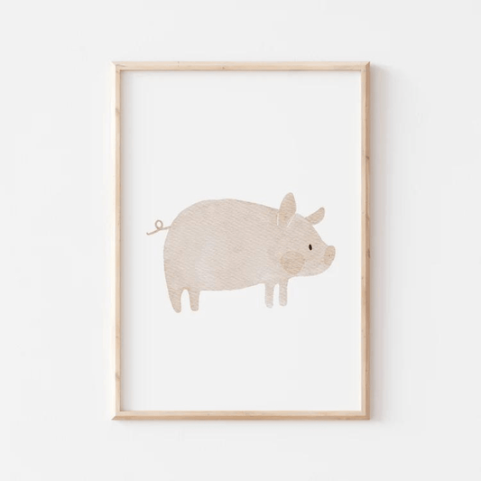 poster a4 mit schwein von hand gezeichnet, inklusive bilderrahmen