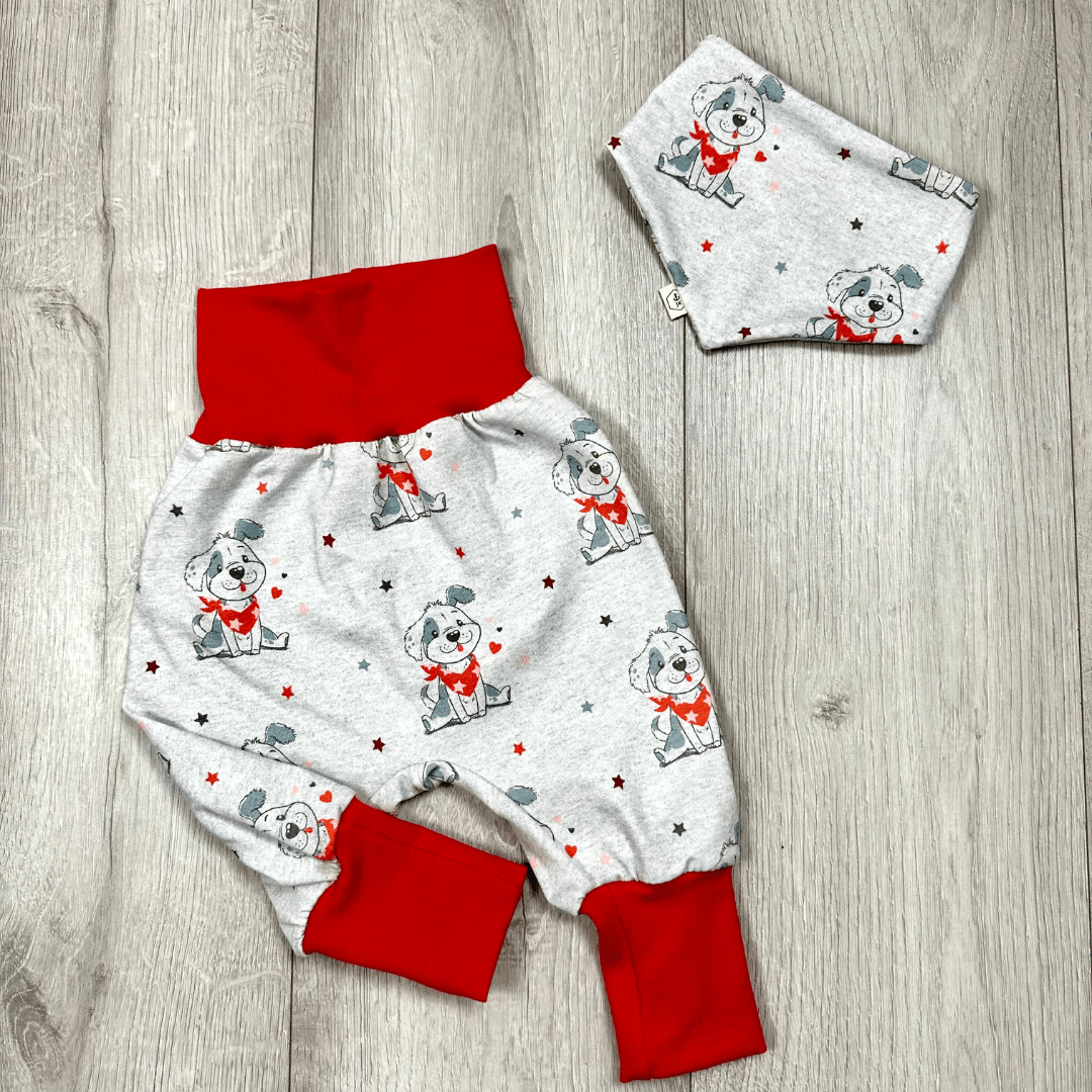 grau/rote Hose mit Hündchen